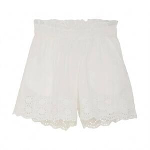 NEW CREAMIE girls embroidered eyelet shorts in white